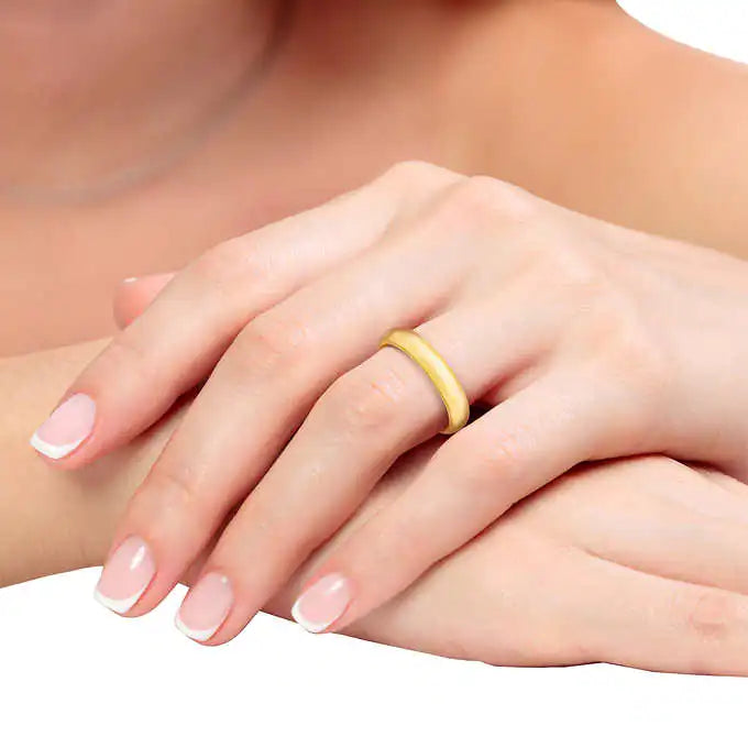 14K Solid Gold Plated 4mm Unisex Wedding Band