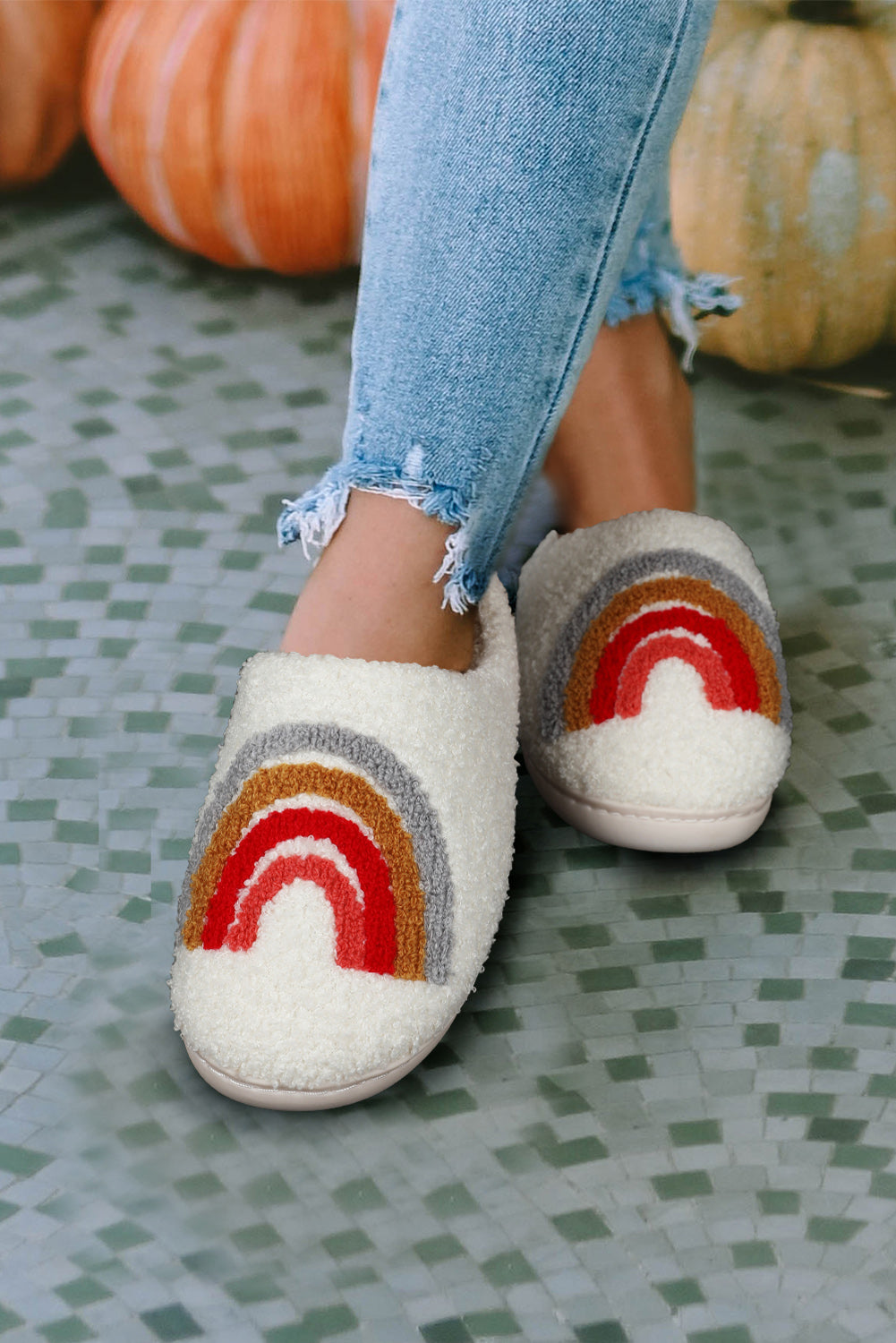 Racing Red Western Graphic Embroidered Sherpa Home Slippers