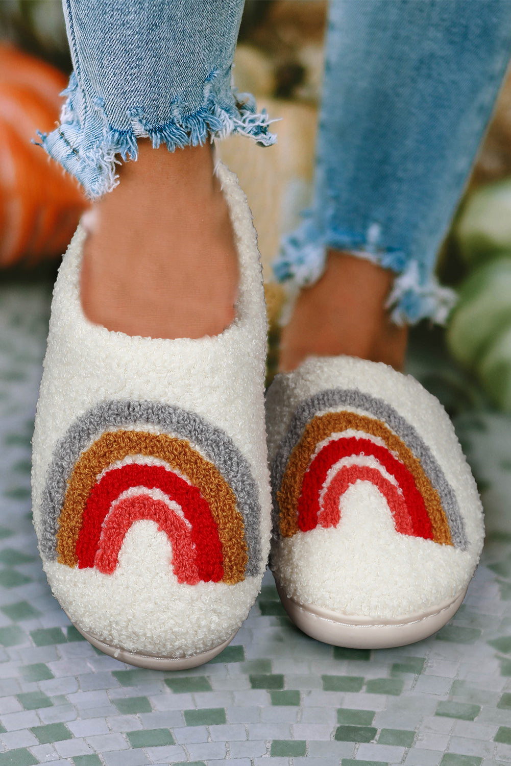 Racing Red Western Graphic Embroidered Sherpa Home Slippers