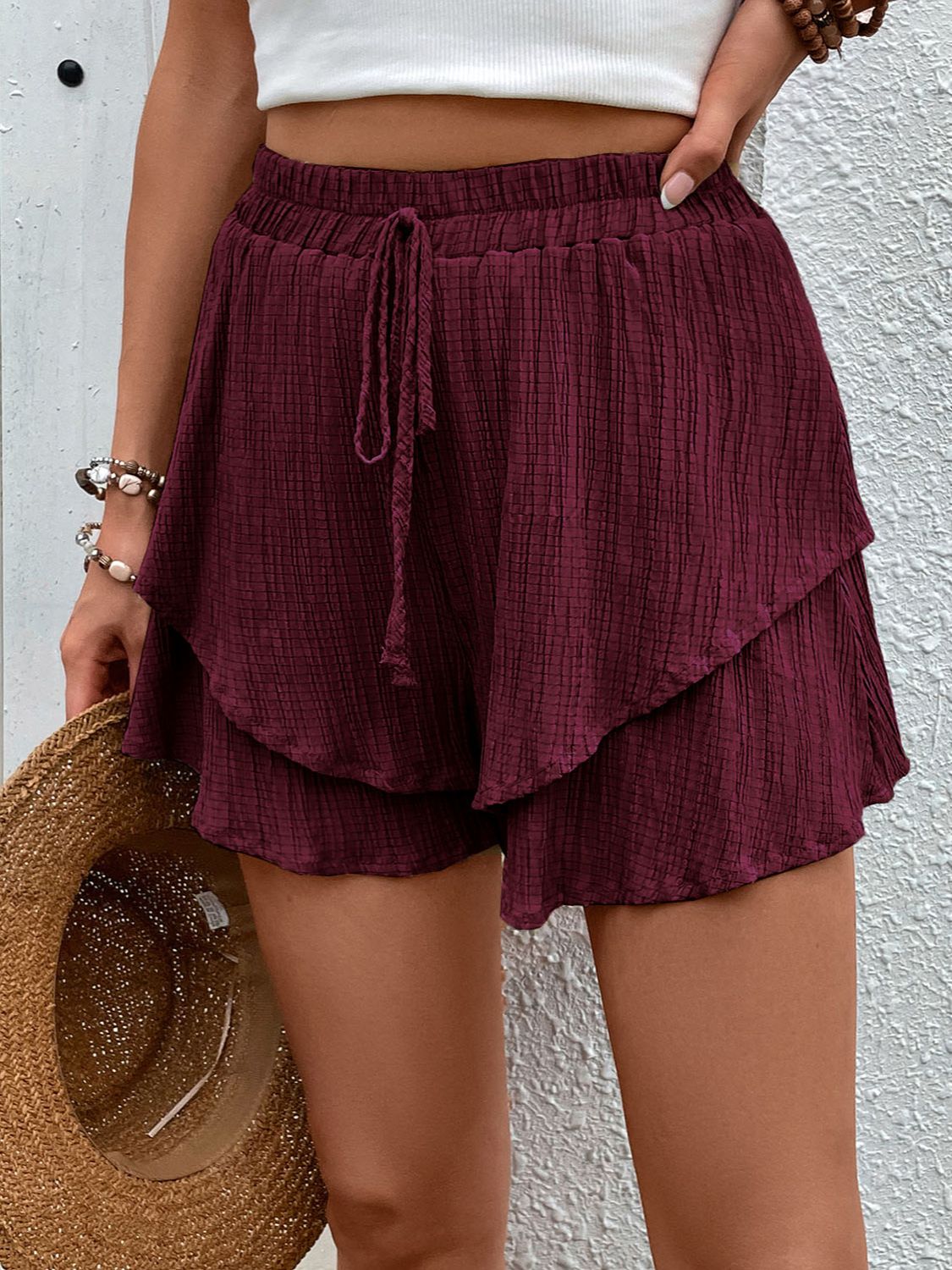 Tied Layered High Waist Shorts