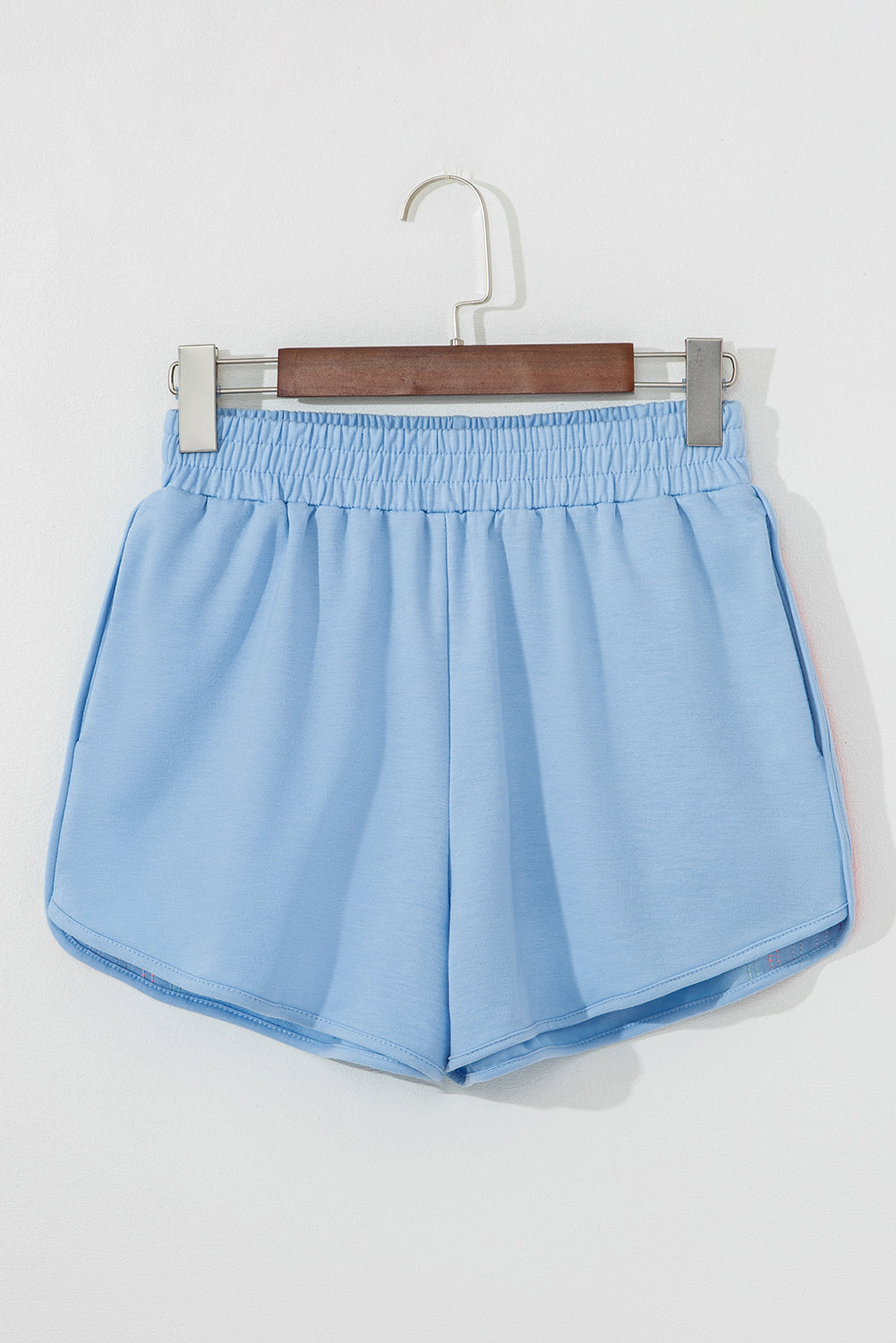 Beau Color Block Stripes Elastic High Waist Active Shorts