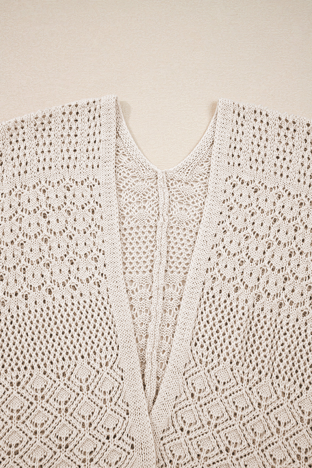 Lapis Mix Pattern Hollowed Knit Open Front Cardigan