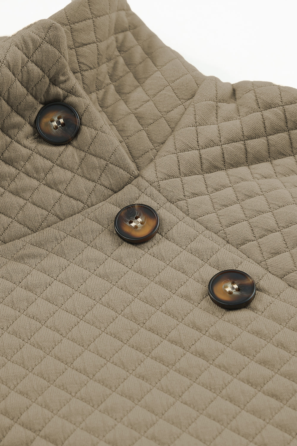 Apricot High Neck Kangaroo Pocket Quilted Sweatshirt