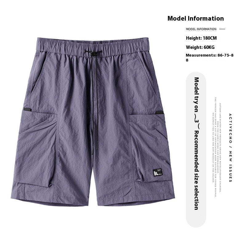 Quick-drying Ice Silk Loose Pocke Shorts