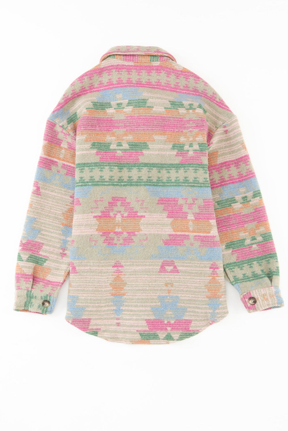 Multicolor Plus Size Flap Pockets Aztec Print Jacket