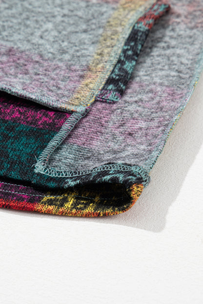 Multicolor Brushed Plaid Pocketed Oversize Shacket