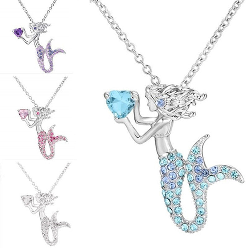 Fashion Mermaid Love Necklace Female Cartoon Niche