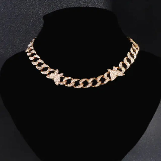 Iced Out 18K White/Gold Plated Cuban Butterfly Link Chain