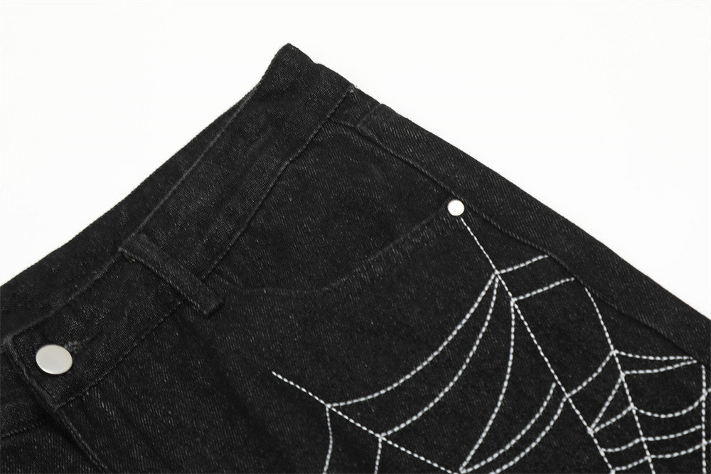 Spider Web Straight Jeans For Men And Women