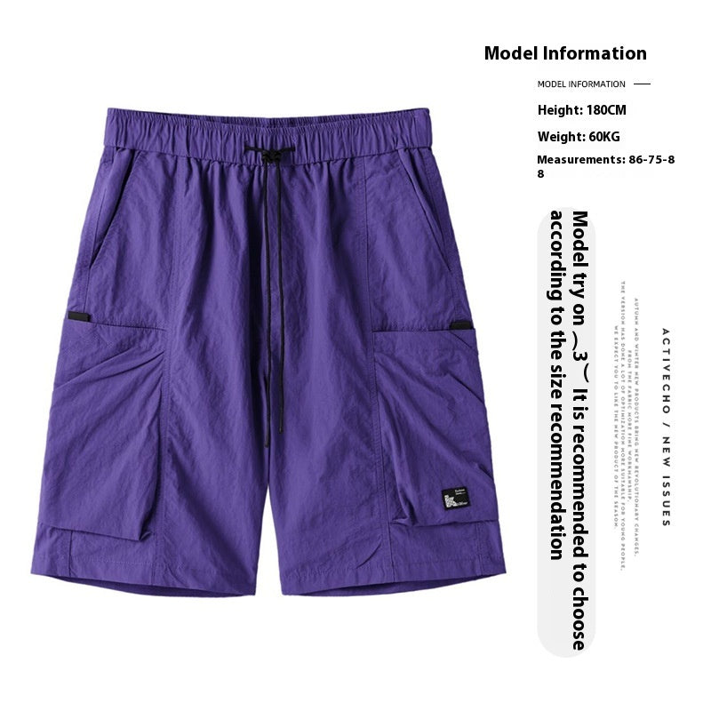 Quick-drying Ice Silk Loose Pocke Shorts