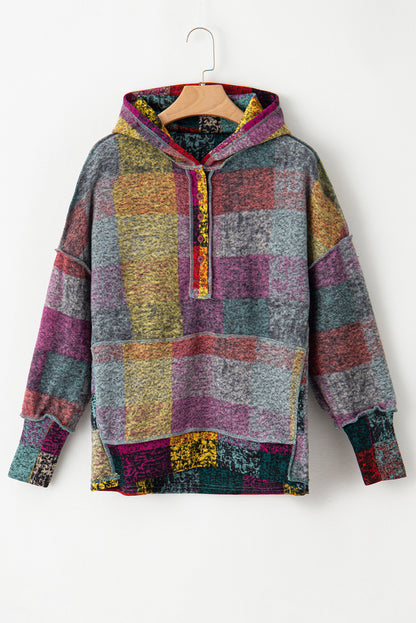 Multicolor Brushed Plaid Pocketed Oversize Shacket