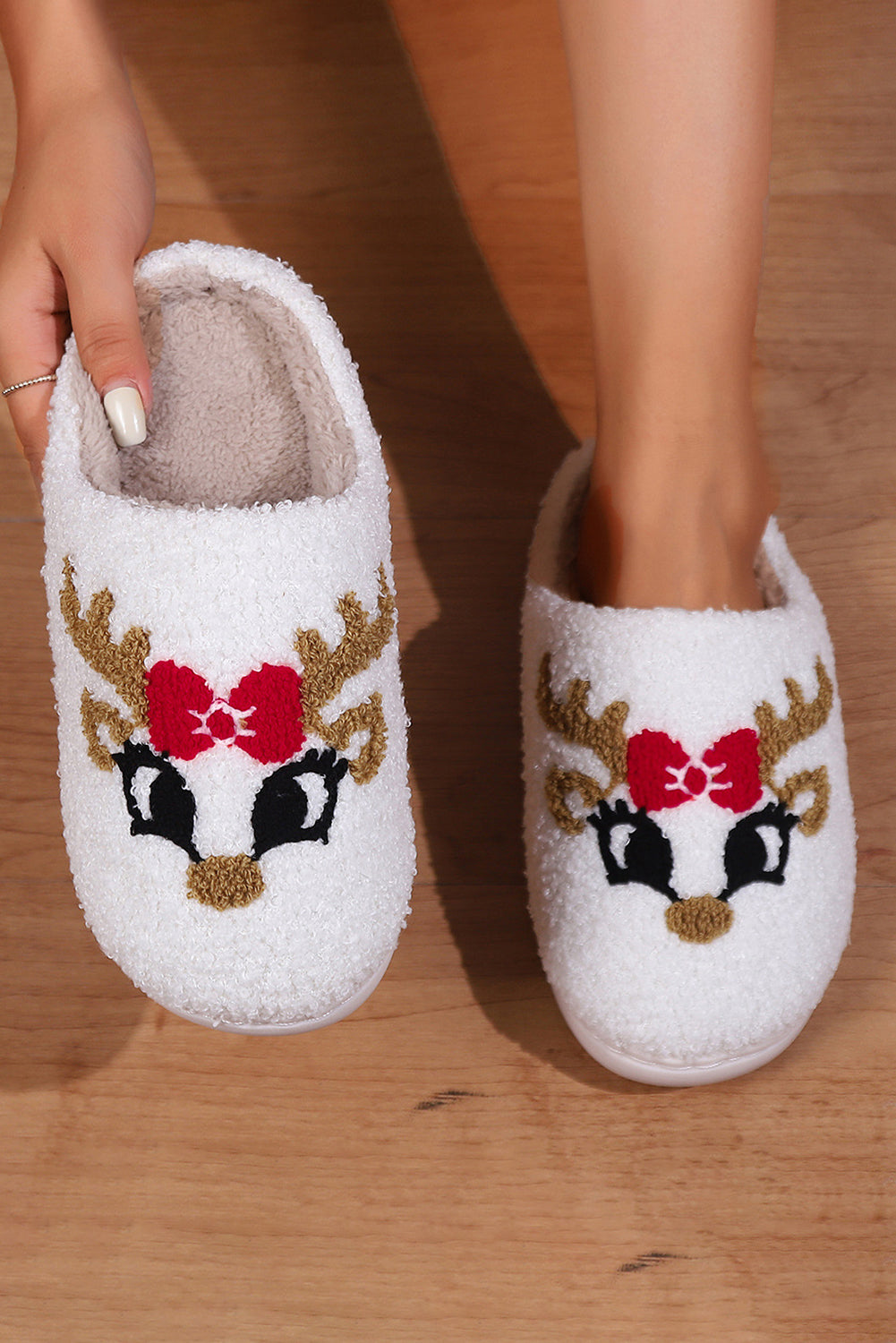 Racing Red Western Graphic Embroidered Sherpa Home Slippers