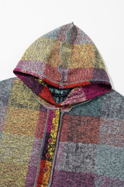 Multicolor Brushed Plaid Pocketed Oversize Shacket