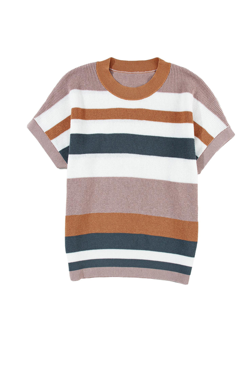 Camel Classic Round Neck Colorblock Knit Sweater