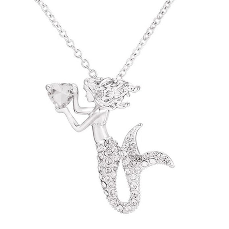 Fashion Mermaid Love Necklace Female Cartoon Niche