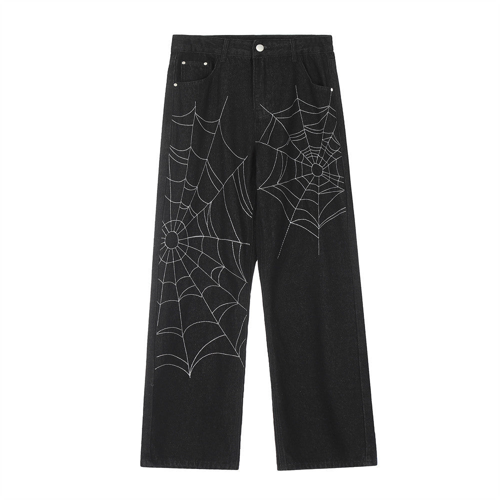 Spider Web Straight Jeans For Men And Women