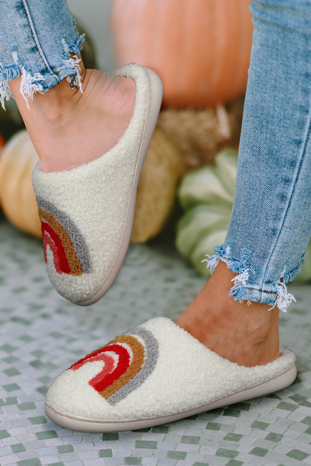 Racing Red Western Graphic Embroidered Sherpa Home Slippers