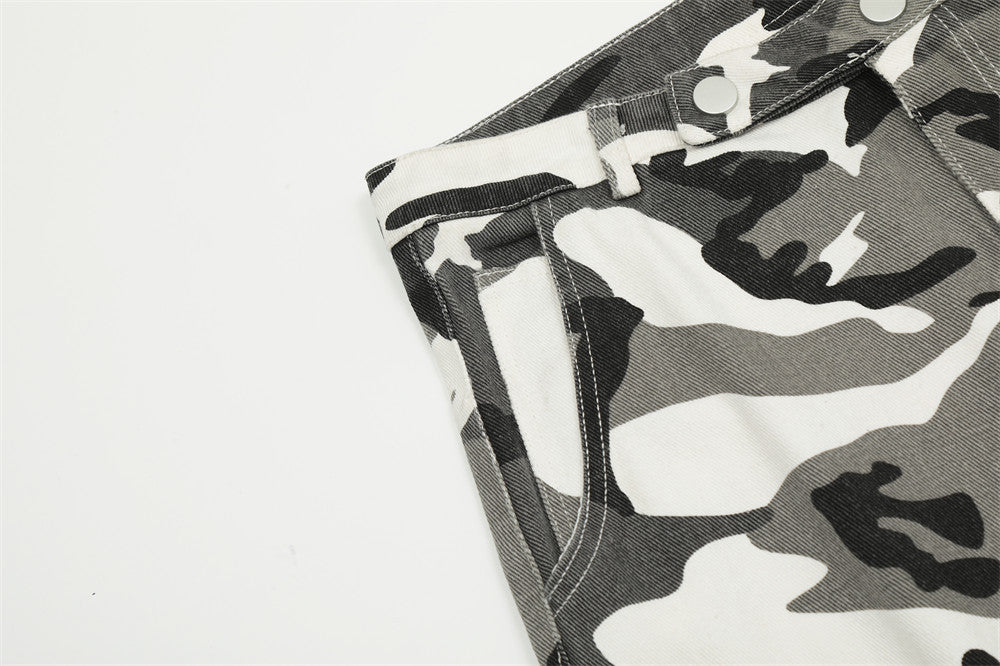 Camouflage Contrast Color Baggy Straight Men's Pants