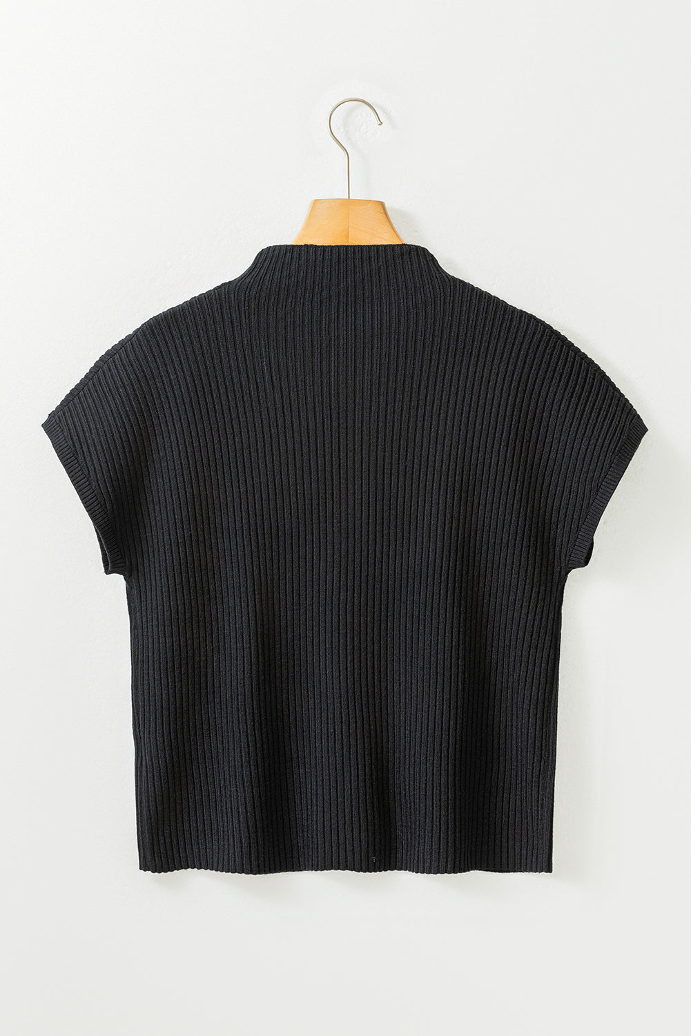 Oatmeal Patch Pocket Ribbed Knit Short Sleeve Sweater