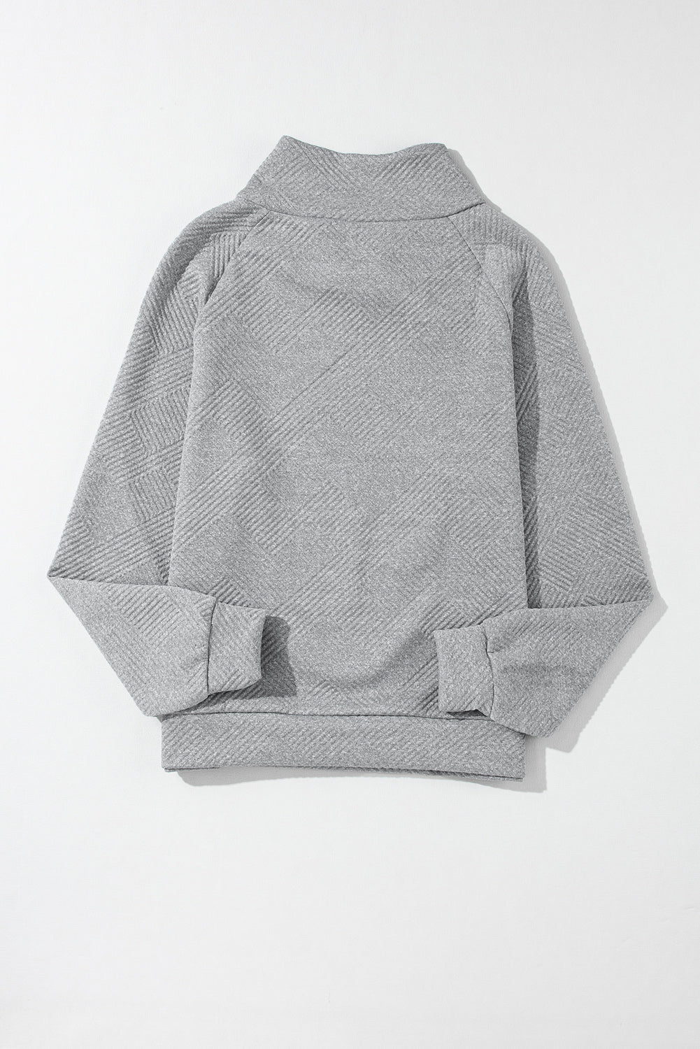 Gray Textured Contrast Splicing Raglan Sleeve Top