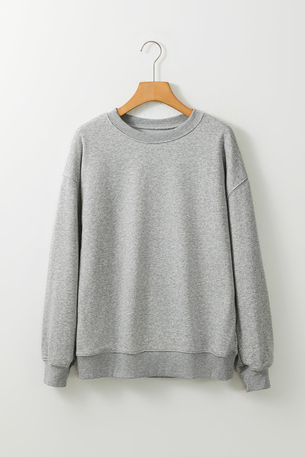 Gray Solid Classic Crewneck Pullover Sweatshirt