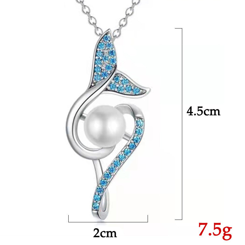 Mermaid Tail Pearl Pendant Necklace Female Niche