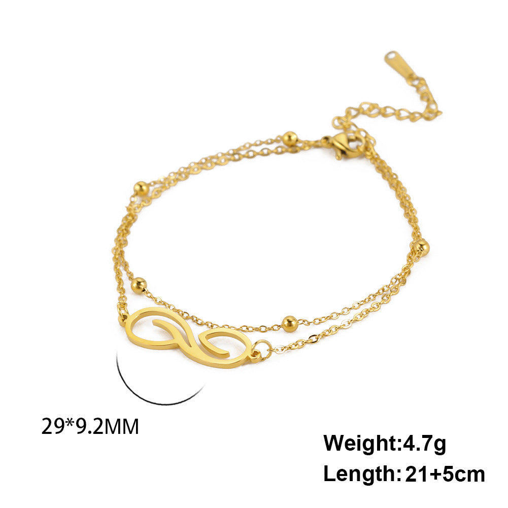 Women's Bohemian Infinity Anklet Stainless Steel Double Layer Bead Anklet