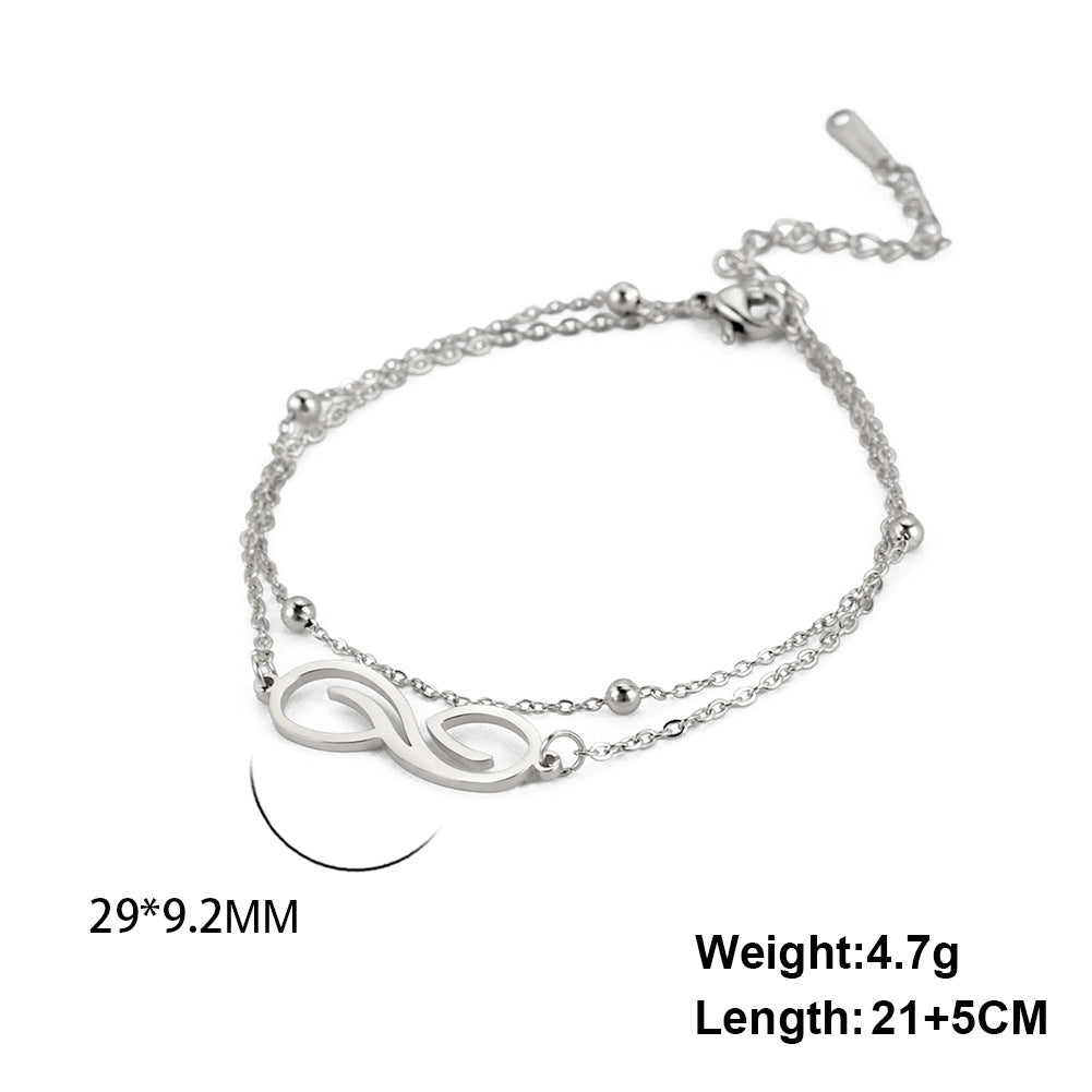 Women's Bohemian Infinity Anklet Stainless Steel Double Layer Bead Anklet