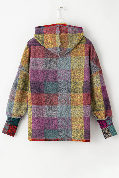 Multicolor Brushed Plaid Pocketed Oversize Shacket
