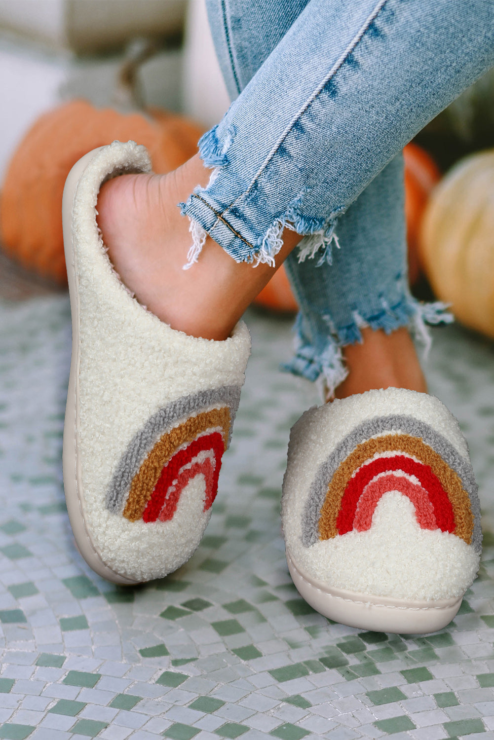 Racing Red Western Graphic Embroidered Sherpa Home Slippers