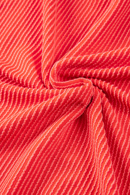 Carbon Grey Ribbed Textured Knit Loose Fit Tee and Shorts Set