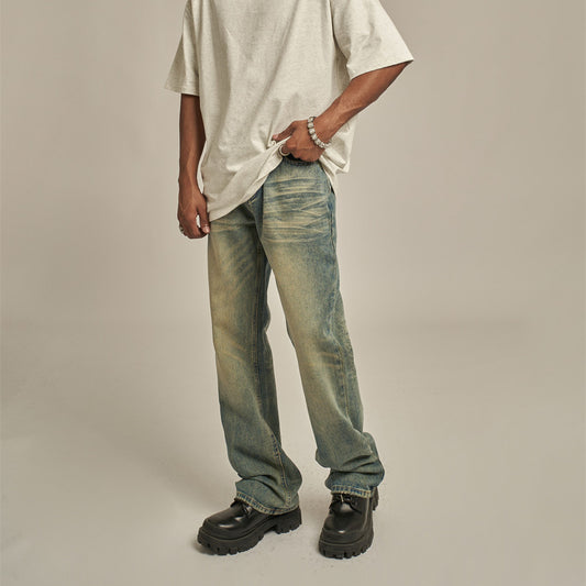 Men's Distressed Straight-leg Jeans