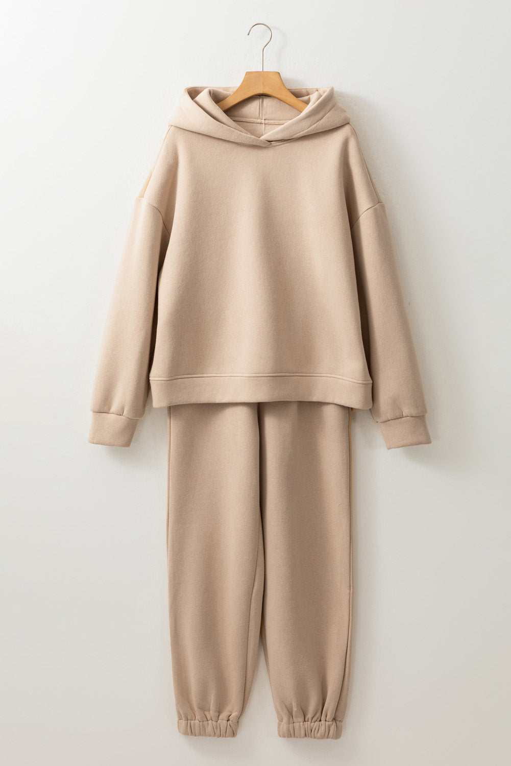 Pale Khaki Chunky Two-piece Hooded Sweatsuit