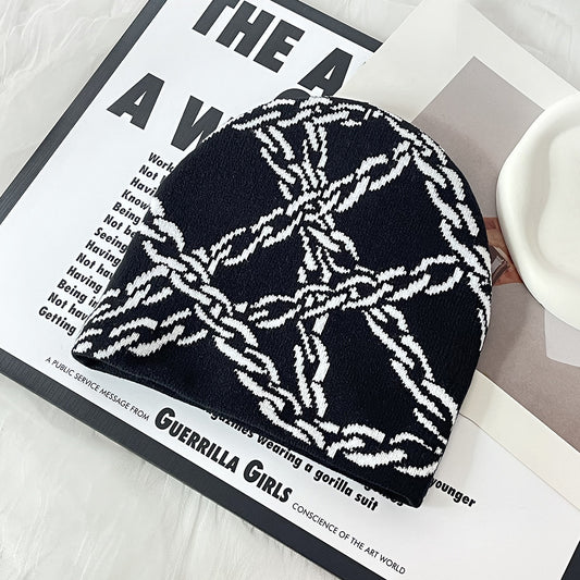 Hip Hop Warm Leisure Y2g Gothic Chain Knitted Hat