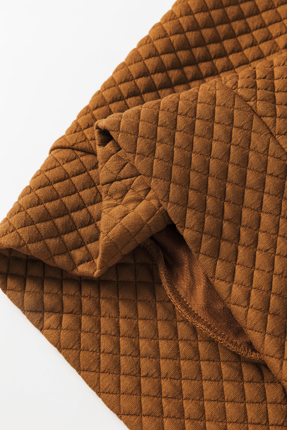 Apricot High Neck Kangaroo Pocket Quilted Sweatshirt