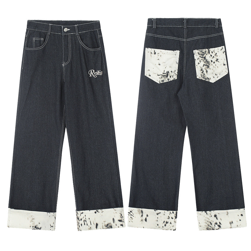 Men's Printed Denim Straight-leg Jeans