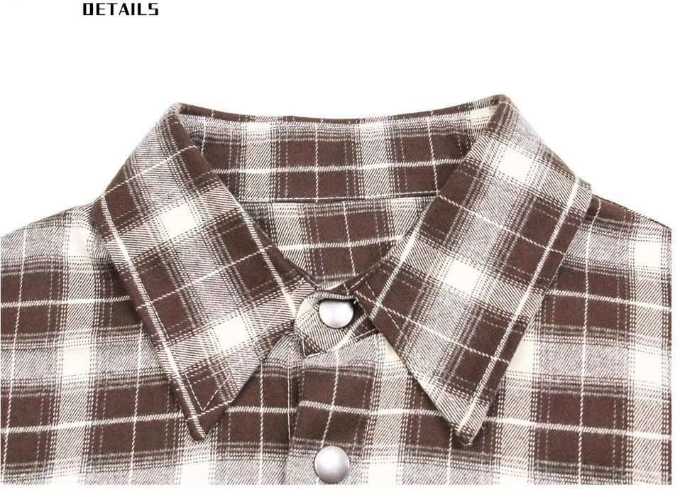 Lapel Retro Plaid Shirt