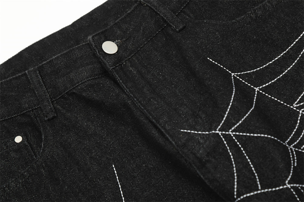 Spider Web Straight Jeans For Men And Women