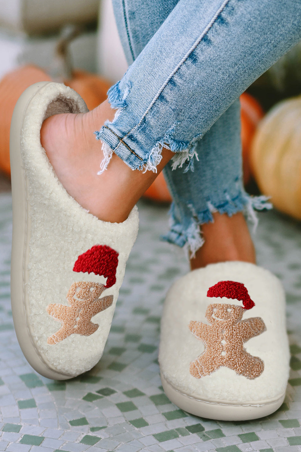 Racing Red Western Graphic Embroidered Sherpa Home Slippers