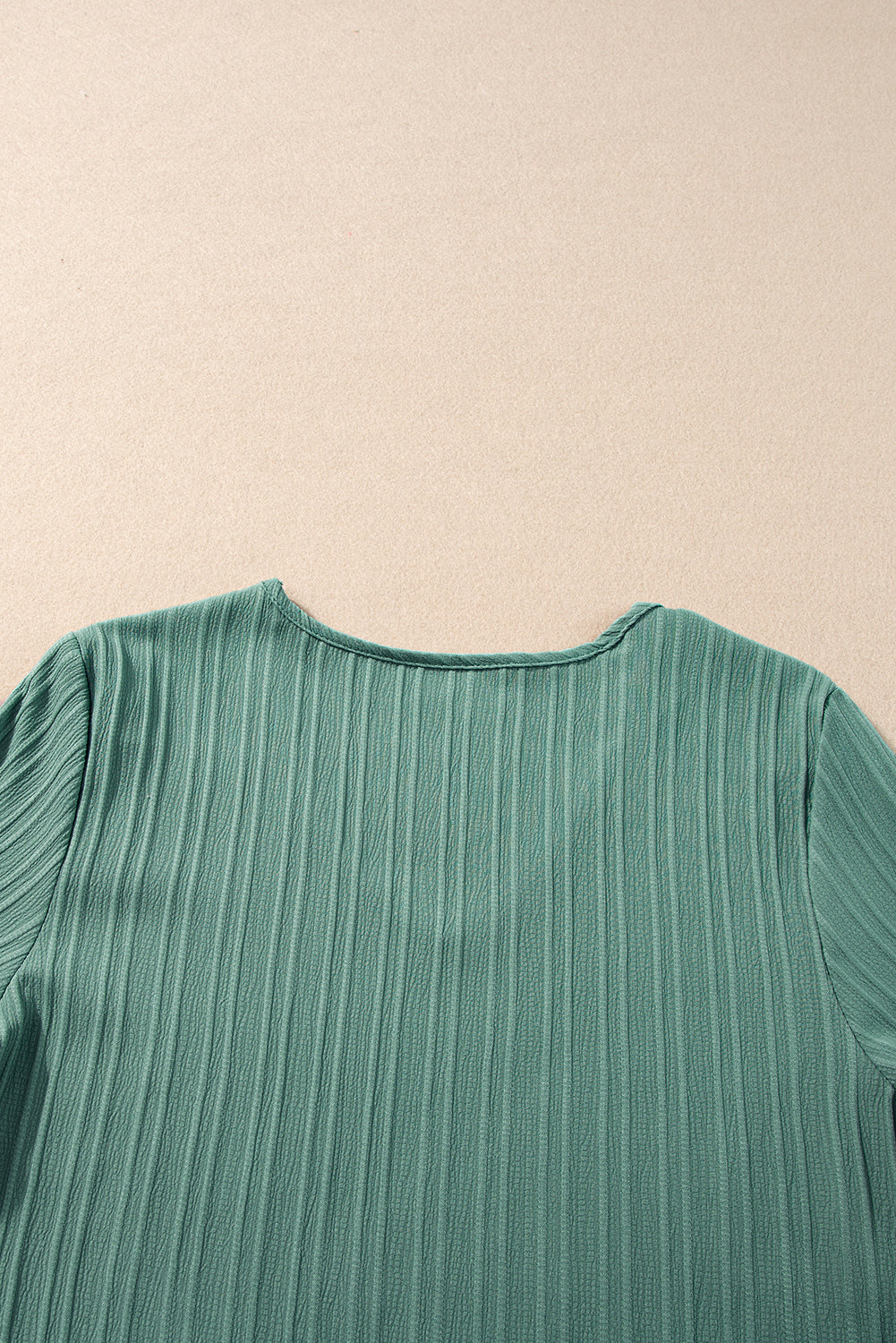 Beau Blue Ruffled Half Sleeve V Neck Textured Top