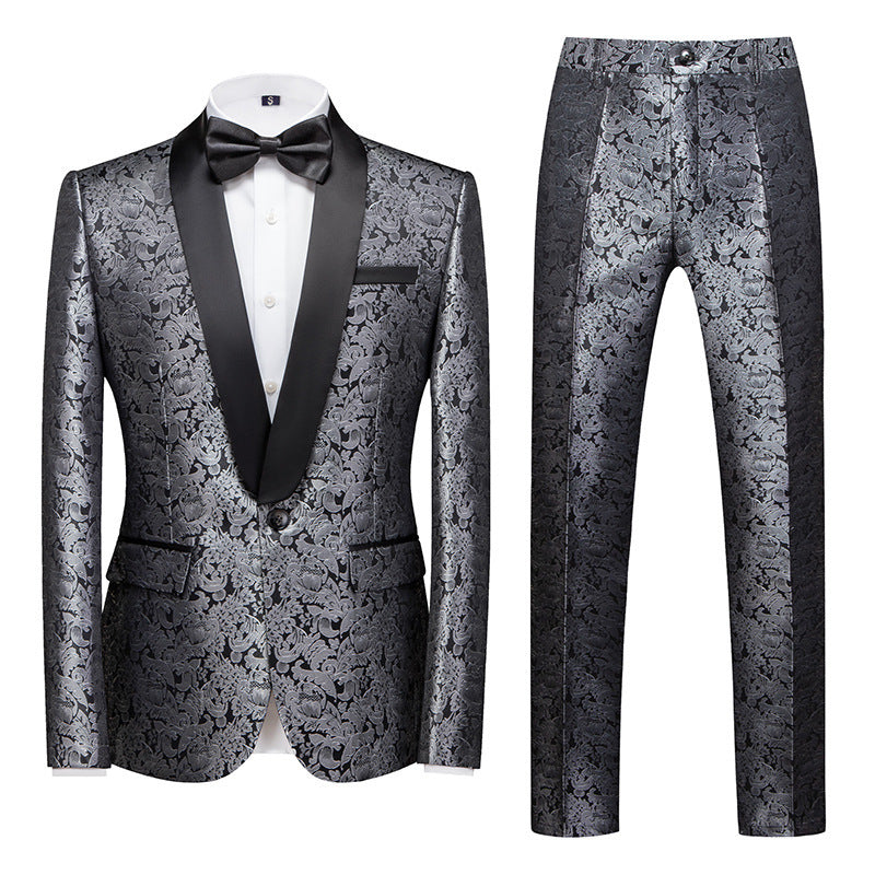 Men's Evening Dress Host Jacquard Two-piece Set 3D