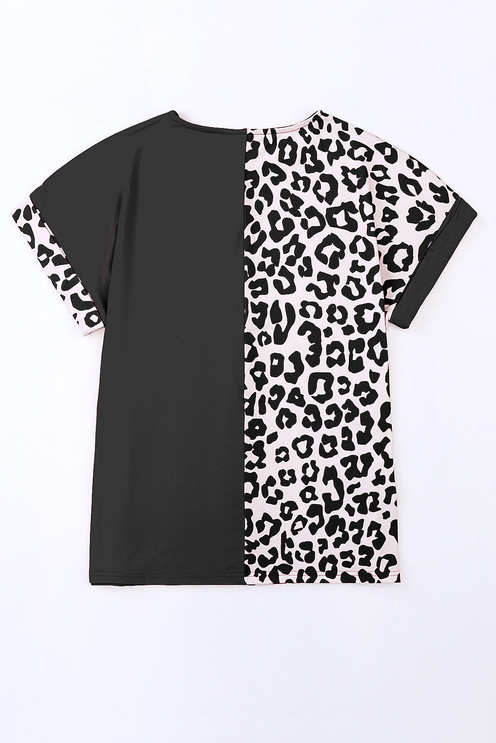 Multicolor Plus Size Leopard Colorblock Long Sleeve T-Shirt Dress