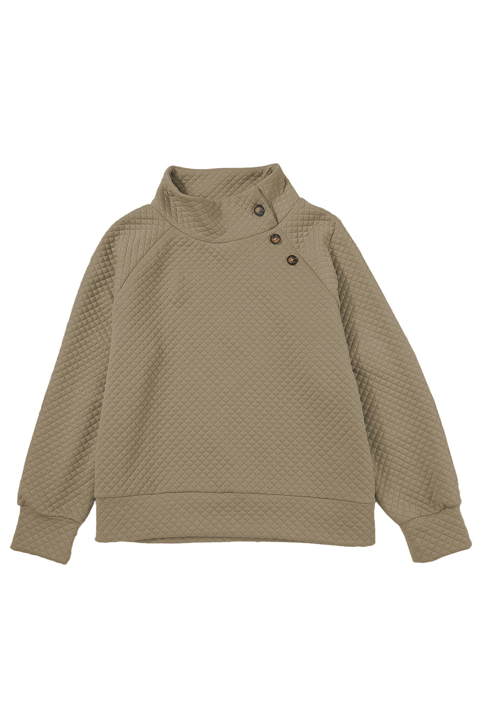 Apricot High Neck Kangaroo Pocket Quilted Sweatshirt