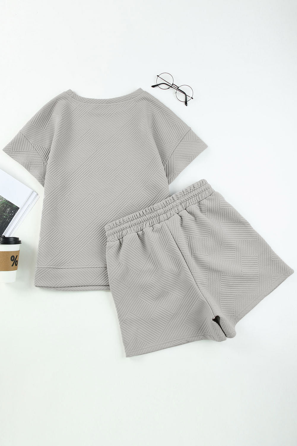 Gray Ultra Loose Textured 2pcs Slouchy Outfit