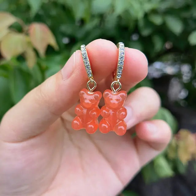 Cute Acrylic Gummy Bear Dangle Earrings