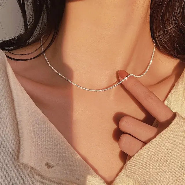 Sparkling Clavicle Chain Necklace