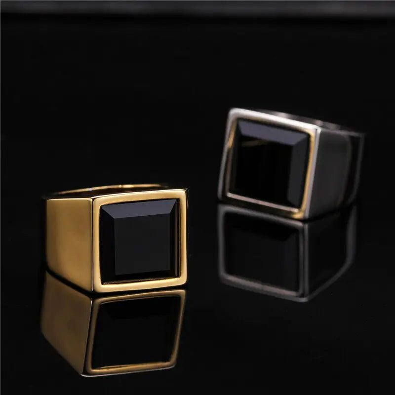 ZORCVENS Black Stone Rings for Men